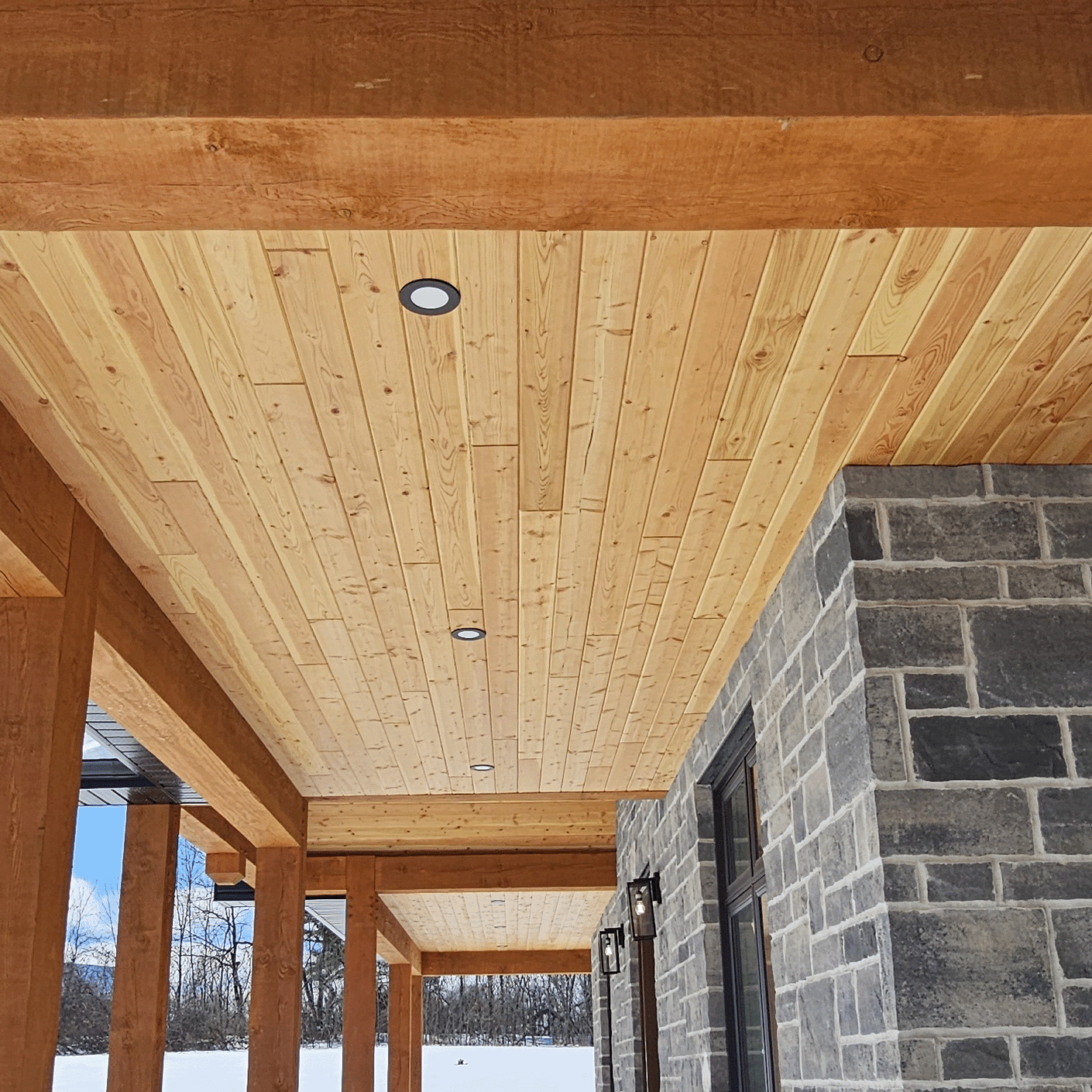 room with wood paneling in it